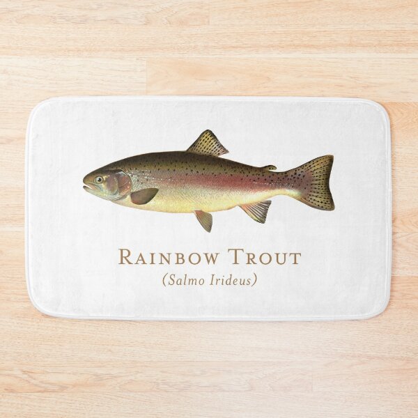 Rainbow Trout Vintage Illustration Bath Mat for Sale by