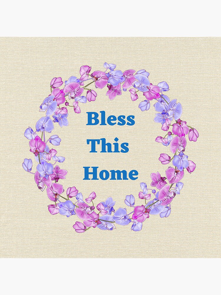 Pretty Bless This Home Design Flower Wreath Sticker By Debmund Redbubble