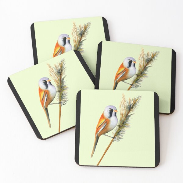 Item preview, Bearded Tit Bird Watercolor Artwork Bird Art Canvas Print designed and sold by naturealvar.