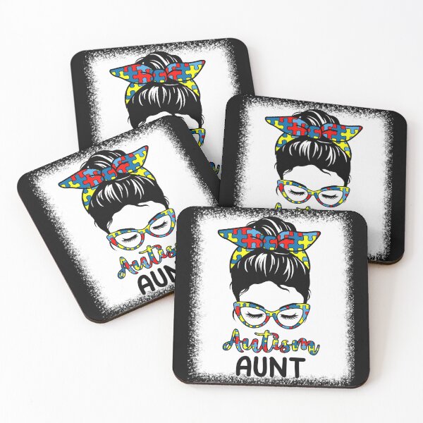 Item preview, Autism Aunt Messy Bun Bleached Autism Awareness designed and sold by TheWildStyle.