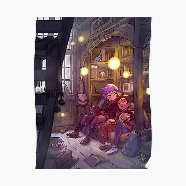 Luz and Amity Library Poster (Purple Hair) Poster