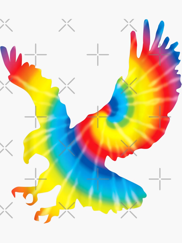 "Tie Dye Eagle Rainbow Print Hawk Animal Hippie Peace " Sticker by