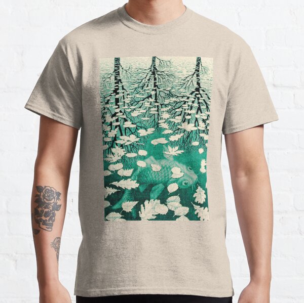 MC Escher | Three Worlds | Tinted Aqua | Classic T-Shirt