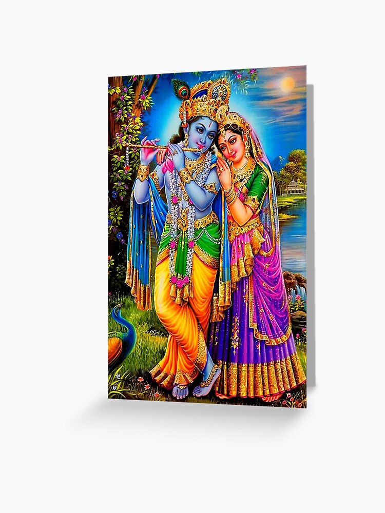 Thumbnail 1 of 2, Greeting Card, Radha Krishna poster designed and sold by felipegrant.