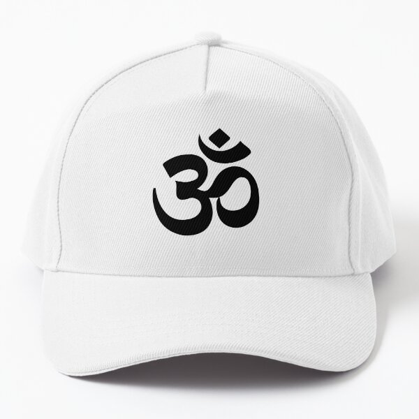 Ohm Om Symbol (black with white outline) Baseball Cap