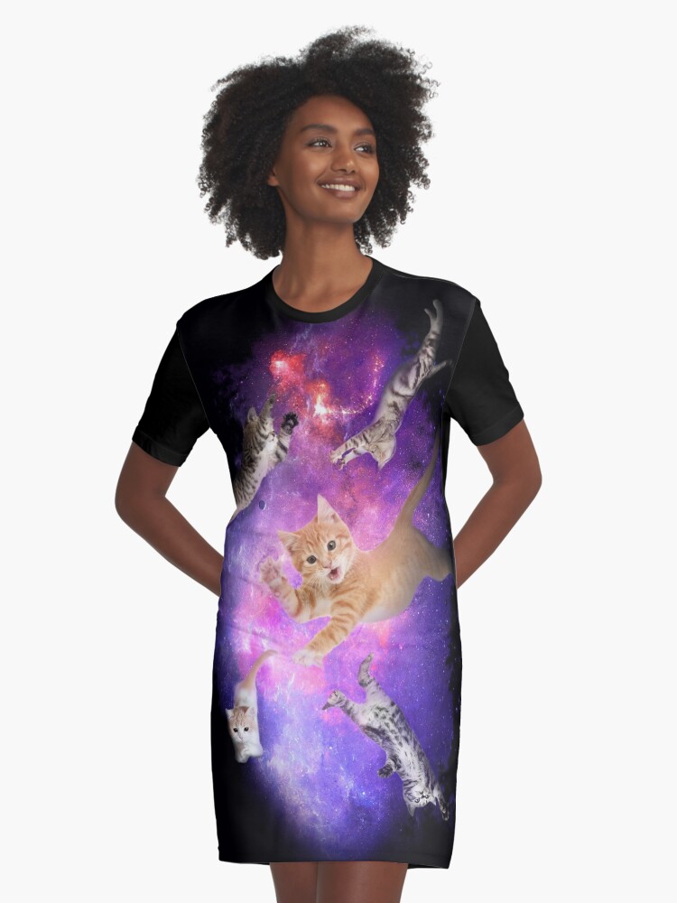 Kittens in Space Inter cat lactic Graphic T Shirt Dress