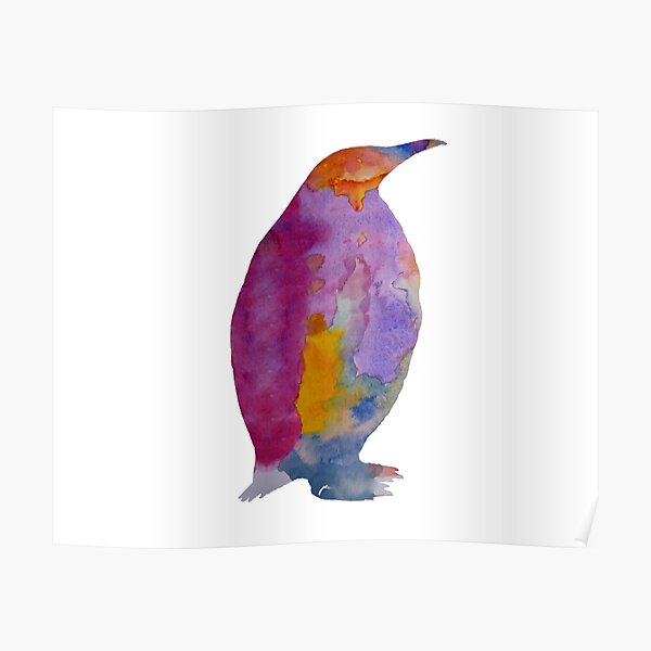 Penguin bird watercolor painting print art animal illustration nothern life nautical ocean wall poster decor modern north pole father mother