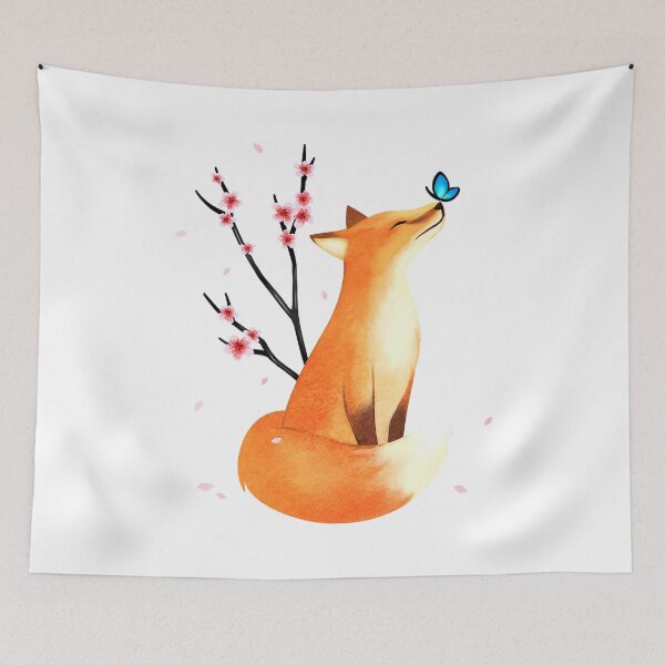 Item preview, Fox Japanese Cherry Blossom Flower Vintage Gift designed and sold by PerkinsAarav.