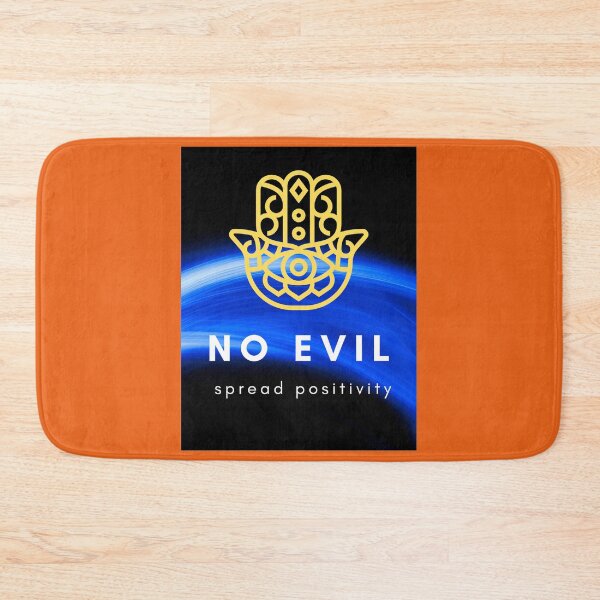 Item preview, No evil - Spread positivity with golden hamsa symbol in vibrant blue background designed and sold by ThamaraiSelvi.