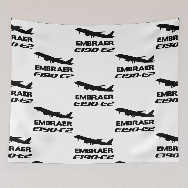 Item preview, Embraer E190-E2 Silhouette Print (Black)  designed and sold by u3788.