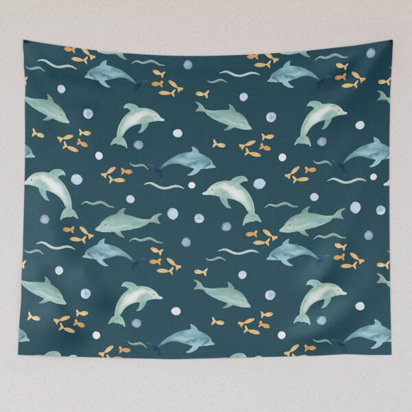 Item preview, Dolphins - Under the Sea - Teal designed and sold by Ashleigh Fish.