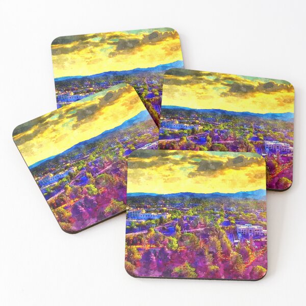Item preview, City of Redding, California, at sunset - watercolor painting designed and sold by NickoPrints.