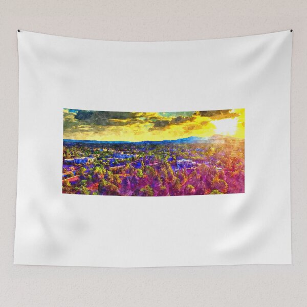 Item preview, City of Redding, California, at sunset - watercolor painting designed and sold by NickoPrints.