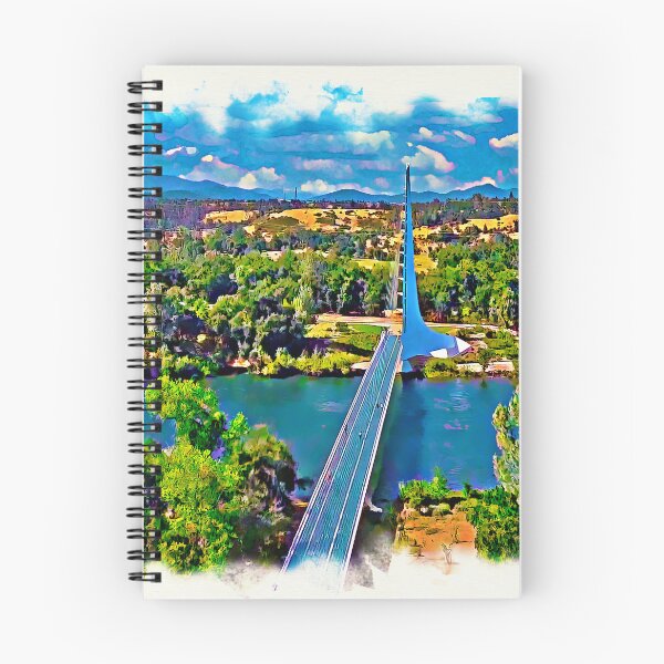 Item preview, Sundial Bridge over the Sacramento River in Redding, California - watercolor painting designed and sold by NickoPrints.