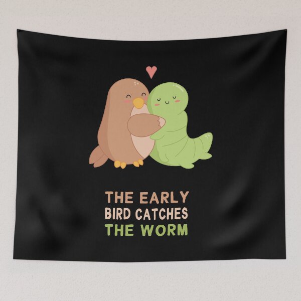 Item preview, Early bird catches the worm kawaii design designed and sold by high5doodle.