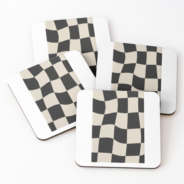 Item preview, Funky Checkered Wavy Retro Black and Cream Wall Art Trendy designed and sold by catprograming.