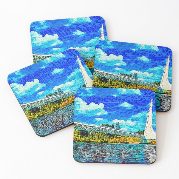 Item preview, Sundial Bridge over the Sacramento River in Redding, California - impressionist painting designed and sold by NickoPrints.