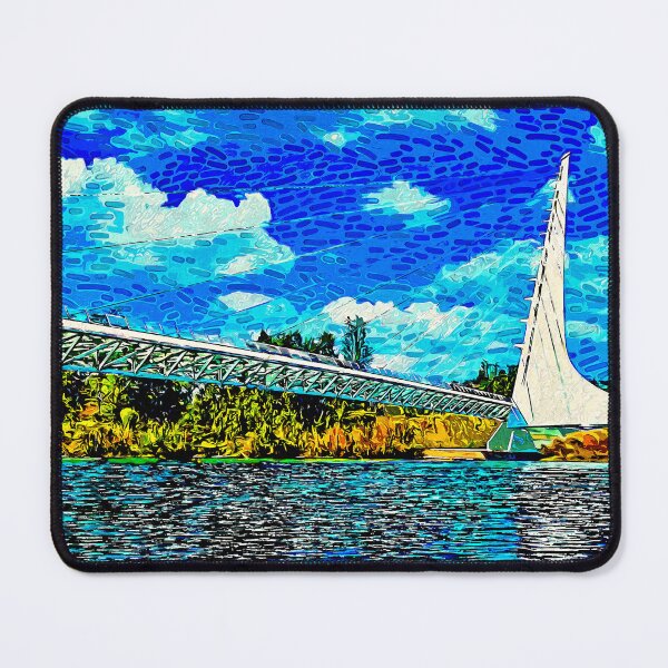 Item preview, Sundial Bridge over the Sacramento River in Redding, California - impressionist painting designed and sold by NickoPrints.