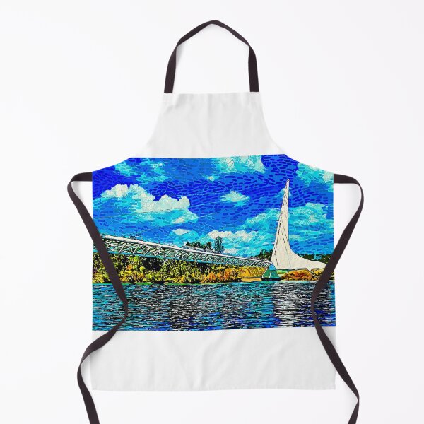 Item preview, Sundial Bridge over the Sacramento River in Redding, California - impressionist painting designed and sold by NickoPrints.
