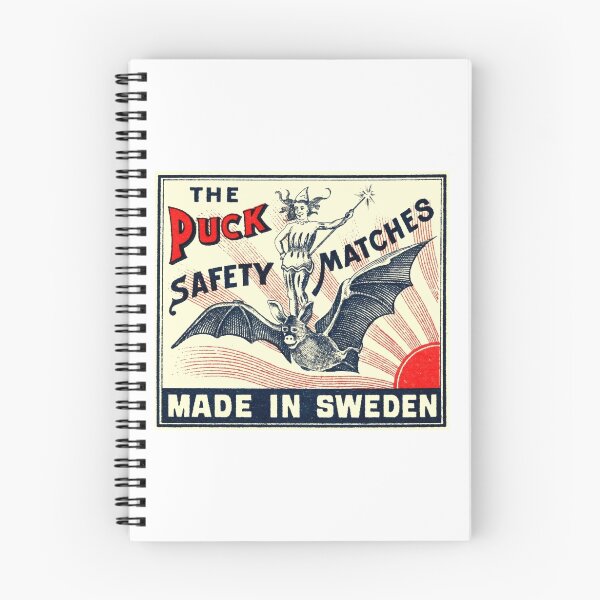 Item preview, Antique Puck Riding Bat Swedish Matchbox Label designed and sold by retrographics.