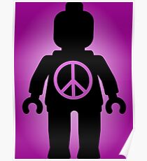 Black Minifig with Peace Symbol, by Customize My Minifig Poster