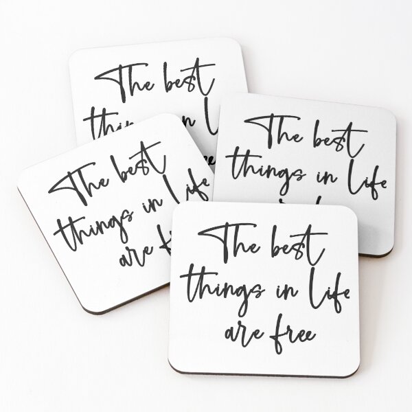 Item preview, The best things in life are free quote in black font designed and sold by NerdnGeekshop.