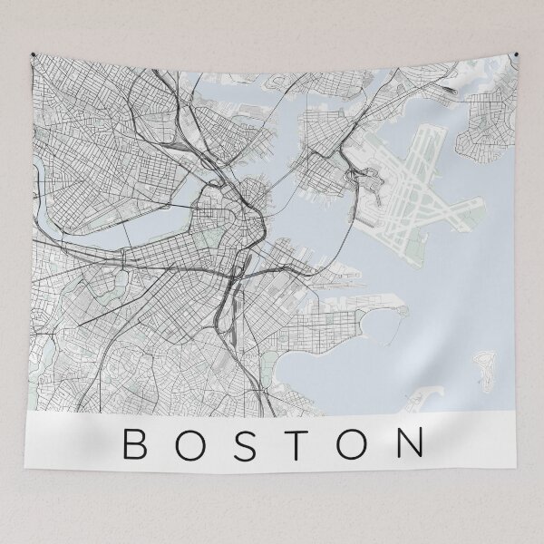 Item preview, Boston city map in color with blue and green designed and sold by DesireeVDA.