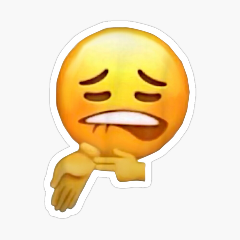 Sheesh Face Meme Biting Lip And Pointing At Arm Sticker