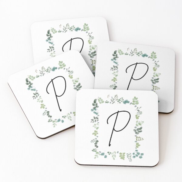 Item preview, Monogram with Green Leaves | Monogram Letter P designed and sold by JustSeasons.
