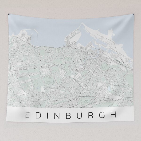 Item preview, Edinburgh map minimalist in colour with blue and green designed and sold by DesireeVDA.