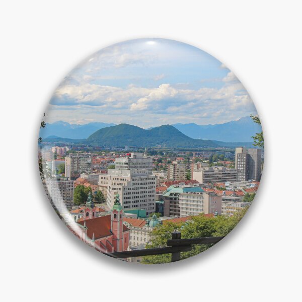 Item preview, A view over Ljubljana to the mountains from the view point at Ljubljana Castle, Slovenia designed and sold by SnapTPhotograph.