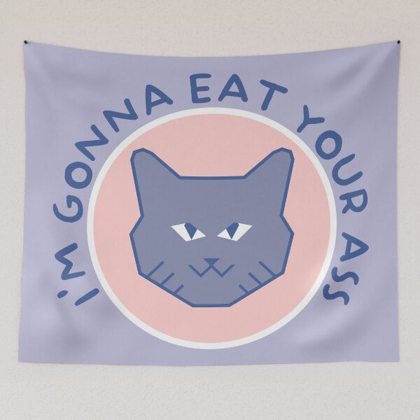 Item preview, Purple geometric cat (I'm gonna eat your ass) designed and sold by WuZe.