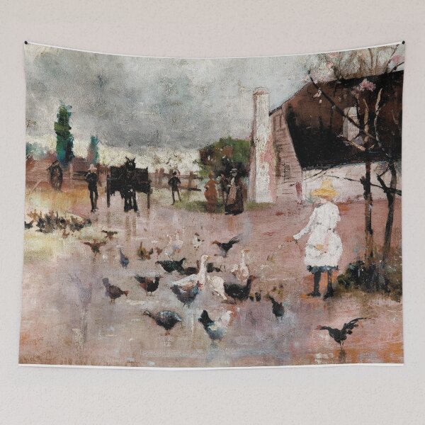 Item preview, Young girl on the farm feeding ducks - Charles Conder designed and sold by Vintage Designs +.