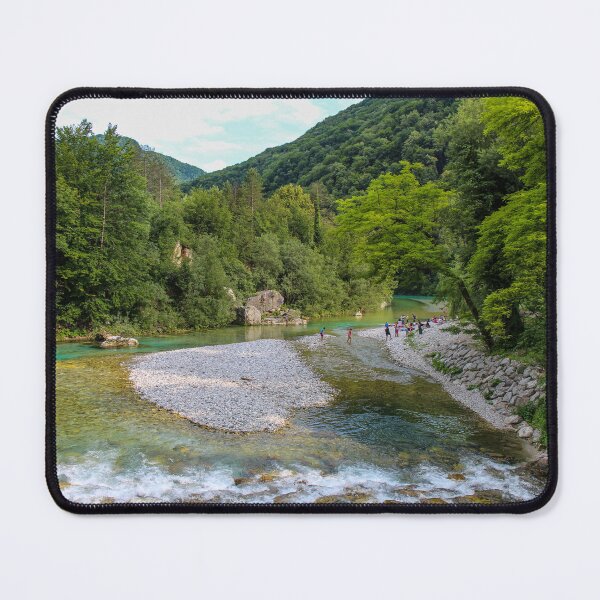 Item preview, Looking downstream from the weir on the Tolminka River at Tolmin in summer, Slovenia designed and sold by SnapTPhotograph.