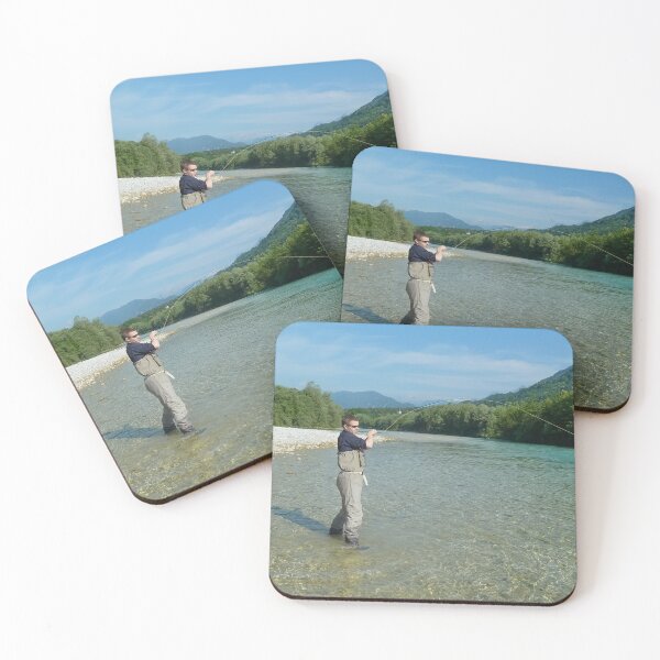 Item preview, A man fly fishing on the alpine Soca River near Tolmin, Slovenia designed and sold by SnapTPhotograph.