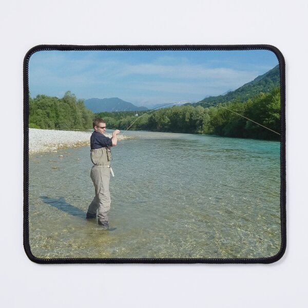 Item preview, A man fly fishing on the alpine Soca River near Tolmin, Slovenia designed and sold by SnapTPhotograph.