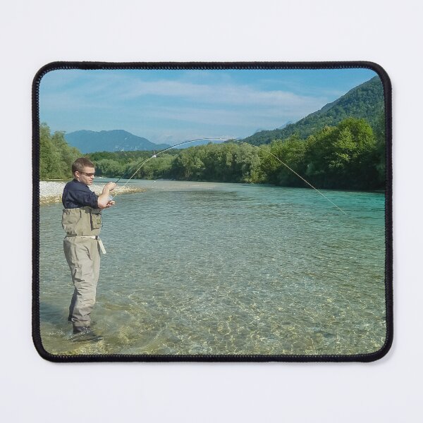 Item preview, A man fly fishing on the alpine Soca River near Tolmin, Slovenia designed and sold by SnapTPhotograph.