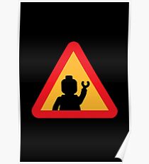 Minifig Triangle Road Traffic Sign Poster