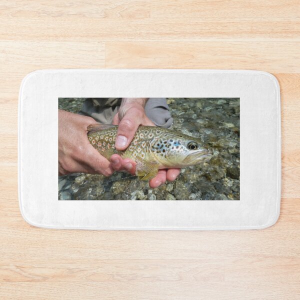 Item preview, A close up of a fish that is a hybrid of marble trout and a brown trout, caught on the Soca River, near Slovenia designed and sold by SnapTPhotograph.