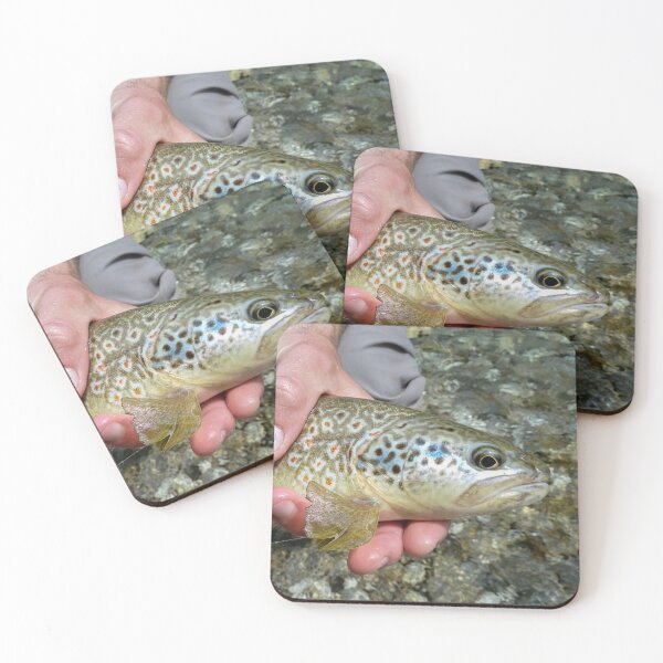Item preview, A close up of a fish that is a hybrid of marble trout and a brown trout, caught on the Soca River, near Slovenia designed and sold by SnapTPhotograph.