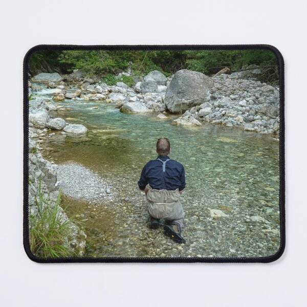 Item preview, A fly fisherman fishing a small alpine stream that flows into the Soca River in Slovenia designed and sold by SnapTPhotograph.