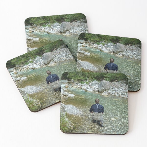 Item preview, A fly fisherman fishing a small alpine stream that flows into the Soca River in Slovenia designed and sold by SnapTPhotograph.