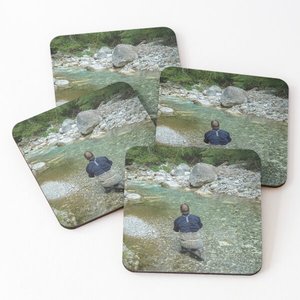 Item preview, A fly fisherman fishing a small alpine stream in Slovenia for Marble Trout, Soca River, near Tolmin designed and sold by SnapTPhotograph.