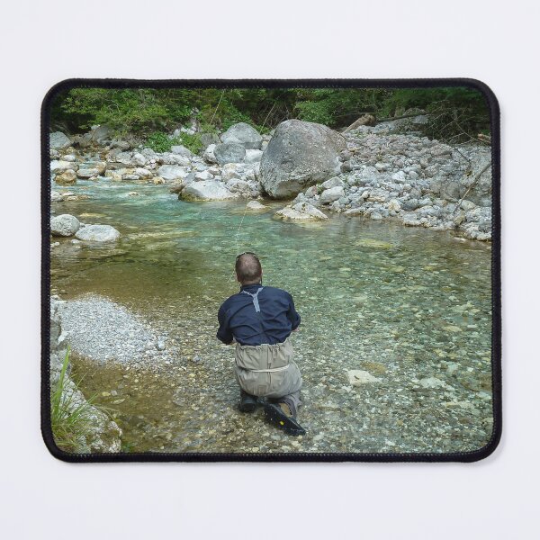 Item preview, A fly fisherman fishing a small alpine stream in Slovenia for Marble Trout, Soca River, near Tolmin designed and sold by SnapTPhotograph.