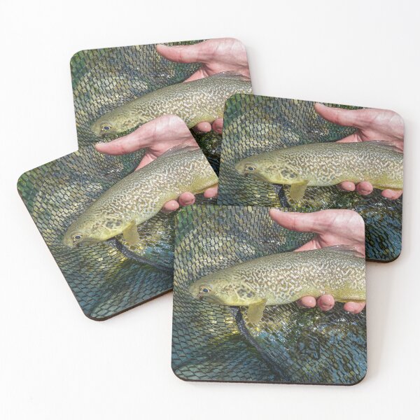 Item preview, A fisherman holding a rare Marble Trout caught on a fly from the Soca River in Slovenia designed and sold by SnapTPhotograph.