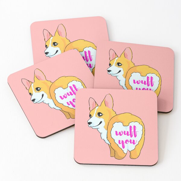 Item preview, Thicc Cute Butt Corgi Says Wuff You Pack of 4s designed and sold by Cawaiico.