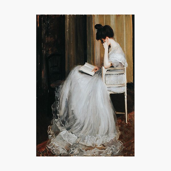 Item preview, Mujer leyendo - Jacques-Émile Blanche (Woman in Ballgown Reading Her Novel) designed and sold by apopofbeauty.
