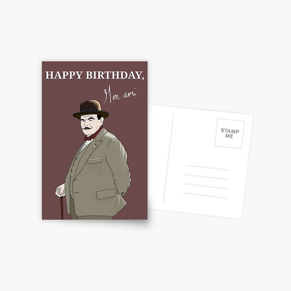 Item preview, Hercule Poirot Birthday card designed and sold by Ileedesign.