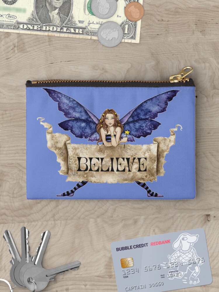 Thumbnail 3 of 4, Zipper Pouch, Believe II designed and sold by AmyBrownArt.