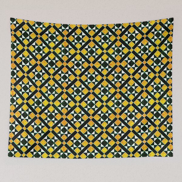 Item preview, Green and Gold Checkered and White and Green Triangular Textile Middle-Age Pattern designed and sold by RyanCaudell.